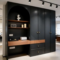 Commode de maquillage moderne noire en bois massif de luxe sur mesure pour chambre à coucher