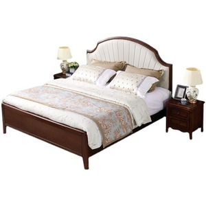 Cama Doble de Madera Maciza de Estilo Retro Chino Nuevo, con Respaldo Acolchado Suave, para Dormitorio Principal, Estética de la Dinastía Song - Product Image 3