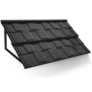 Auvents fixes en carreaux de métal revêtus de pierre avec cadre triangulaire en acier pour portes, marches, fenêtres et porches - Product Image 1