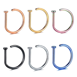 D-Shaped <b>Nose</b> Ring Stainless Steel 18G 20G 8mm 10mm Piercing Jewelry For <b>Nose</b> <b>Studs</b> - Product Image 5