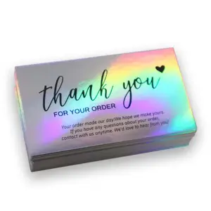 Aangepaste Regenboog Hologram Laser Papier Geschenkverpakking Visitekaartjes Met Envelop Wenskaart Dank U Kaarten Voor Kleine Bedrijven