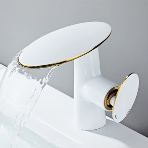 <span class=keywords><strong>Rubinetto</strong></span> per Lavabo da Bagno Moderno Minimalista <span class=keywords><strong>Bianco</strong></span> in Rame con Valvola in Ceramica per Acqua Calda e Fredda - Product Image 1