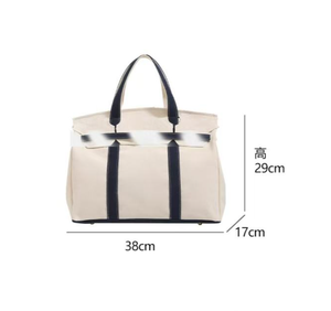 Bolsa de Compras Grande de Lona de Algodón para Mujer, Color Sólido, con Cierre de Cremallera Personalizable, Venta al Por Mayor - Product Image 6