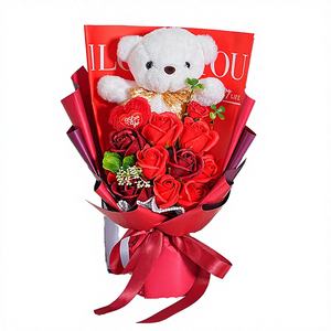 Venta al por Mayor de los Mejores Regalos para el Día de San Valentín 2026, Oso de Peluche Hecho a Mano, Ramo de Rosas Artificiales Ecológicas, Caja de Regalo - Product Image 3