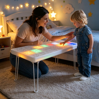 Mesa Sensorial LED en Oferta, 32 Luces, 4 en 1, Mesa de Actividades Plegable para Dibujar, Estudiar, Comer y Jugar, para Niños de 0 a 6 Años
