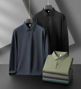 Maglietta Casual tinta unita antirughe da <span class=keywords><strong>uomo</strong></span> per <span class=keywords><strong>Polo</strong></span> resistente al freddo con colletto lavorato a maglia per autunno inverno spazzolato traspirante - Product Image 3