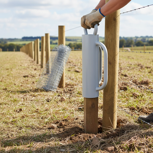 Autista di recinzione in acciaio grigio con maniglie per prodotti di scherma - Product Image 3