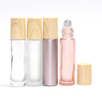Bouchon en bois de haute qualité 10ml, huile essentielle en verre Rose, à utiliser avec un rouleau de pierres précieuses en cristal et un capuchon en or Rose