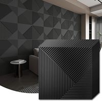 Panel de Pared 3D Geométrico UDK de 19.7'*19.7', Revestimiento de Pared Ignífugo de PVC para Decoración de Interiores, Negro Mate