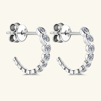 Boucles d'oreilles clous Lerca S925 en argent sterling avec rangée de zircons, bijoux de luxe haut de gamme en zircone cubique pour femmes, pour le marché européen et les diffusions en direct