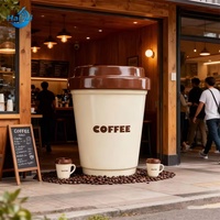 Sculpture de tasse à café en résine pour promotion extérieure, décoration durable sur le thème alimentaire pour café et boutique