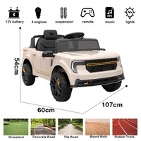 Quad 24V pour enfants homologué avec télécommande 2.4G, démarrage à bouton unique, musique Bluetooth, lumières, suspension arrière et boîte de rangement