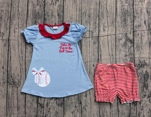 GSSO3245 Conjunto de Ropa Deportiva de Manga Corta para Niñas, Diseño Personalizado de Niña Activa Azul, para Llevarme al Partido, Venta al por Mayor - Product Image 1