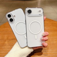 Coque de téléphone transparente en PC rigide avec recharge sans fil pour iPhone 17 Pro Max, coque de téléphone magnétique antichoc pour iPhone 12 13 14 15 16 17