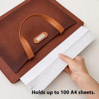 Porte-documents en cuir PU grande capacité avec logo personnalisable pochette épaissie avec boucle pour le stockage des fichiers professionnels et des documents
