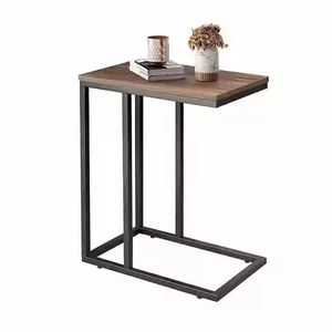 Luxury-featured side <b>table</b>, movable living room sofa balcony small <b>table</b>, metal <b>C</b>-<b>shaped</b> walnut wood bedside <b>table</b> - Product Image 5