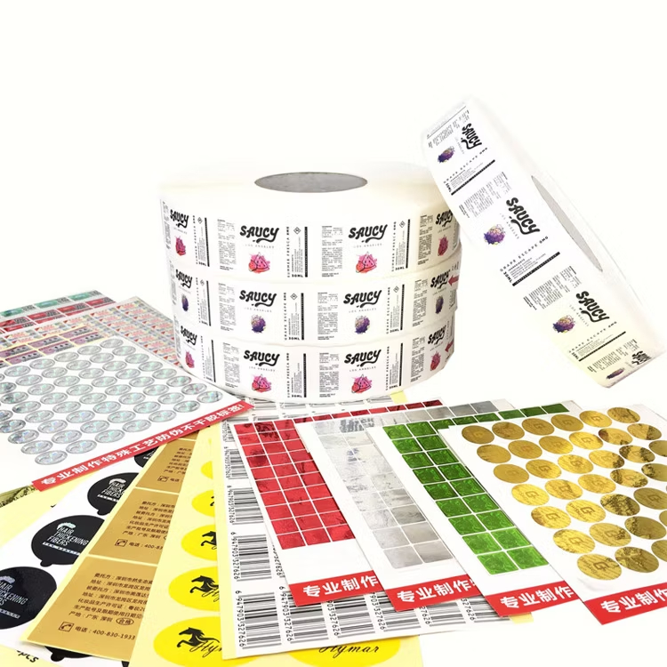 Custom UV Printed Eco-Friendly Waterproof Adhesive Vinyl Sticker Packaging Labels for Boxes Bottles Bags