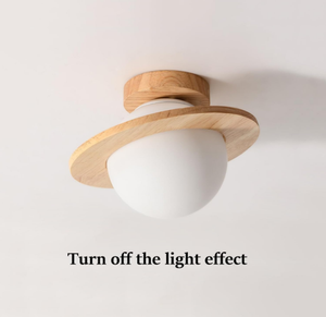 Plafonnier japonais en bois massif pour porche couloir plafonnier créatif nordique pour balcon petite <span class=keywords><strong>boule</strong></span> de verre ronde plafonnier lampes de cuisine - Product Image 5