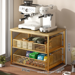 ชั้นวางเครื่องชงกาแฟ 37x25x33 ซม. ชั้นวางของ 3 ชั้นสำหรับจัดระเบียบบนโต๊ะในครัว ถุงชา แคปซูลกาแฟ ขนม - Product Image 4