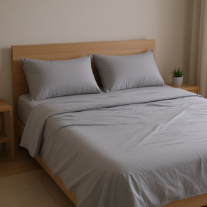 Viasoft Fitted <b>Sheet</b> Set <b>King</b> <b>Size</b> Washed Cotton Solid Gray Home Bedding - Product Image 2