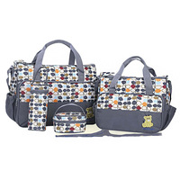 Sac à langer cinq pièces multifonctionnel grande capacité en nylon imperméable super léger pour maman et bébé