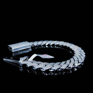 Designer 925 Sterling Silver Cuban Link Bracelet With Lab Grown Moissanite Diamond Minimal Look Elegant Jewelry - Product Image 4