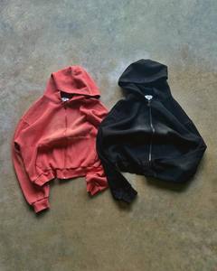 Tùy Chỉnh Chất Lượng Cao Cotton Quá Khổ Baggy Khoảng Trống Rửa Axit Mặt Trời Faded Đồng Bằng Zip up Waffle Đan Áo Khoác Waffle Hoodie Cho Nam Giới - Product Image 1