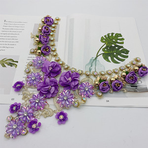 Vintage bordado flor cuello elegante señora real blanco encaje falso cristal con cuentas diamantes de imitación camisa collares - Product Image 4