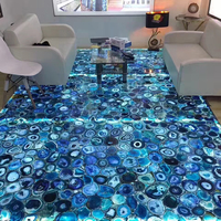 Dalles de pierre semi-précieuse en agate bleue translucide, panneau mural en pierre naturelle, vente en gros