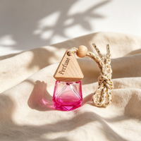 Flacon de parfum pour voiture en verre de 8 ml, diffuseur d'air suspendu, conteneur de parfum vide, couvercle en bois, logo personnalisé, flacon d'arôme pour voiture