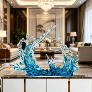 CP014 Abstract Weather Proof Clear Resin Sculpture Polyresin Split Open Splash Wave Art Decor for Villa <strong>Hall</strong> Five <strong>Star</strong> Hotel - Product Image 2