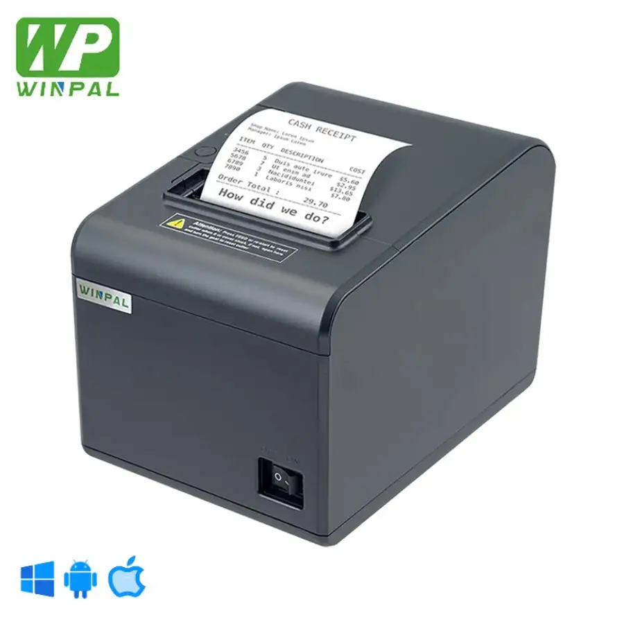 Printer POS Mini Portabel 2 inci, dengan pemotong otomatis 80mm mendukung sistem Windows/Linux/Android/IOS