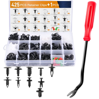 Clips de retenue de carrosserie de 425 pièces-Jeu de rivets automatiques-Clips de garniture de hayon/porte pour GM/Ford/Toyota/Honda/Chrysler (plastique)