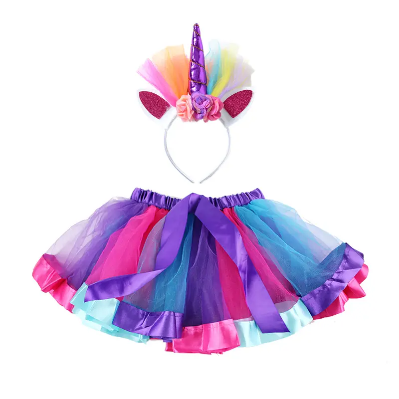 Cm196 Kids Baby Eenhoorn Verjaardag Jurk Kostuum Regenboog Ballet Tutu Rokken Set Voor Meisjes Halloween Carnaval Feest