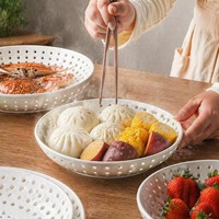Hittebestendige, voedselveilige, BPA-vrije PP geperforeerde dumpling/bun/dim sum magnetronbestendige, herbruikbare plastic stoomtray
