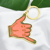 Maßgefertigter Schlüsselanhänger mit Goldfarben-Beschichtung, Palmen-Gesten-Design, Metall-Schlüsselring mit Rundem, Rechteckigem oder Blumen-Logo