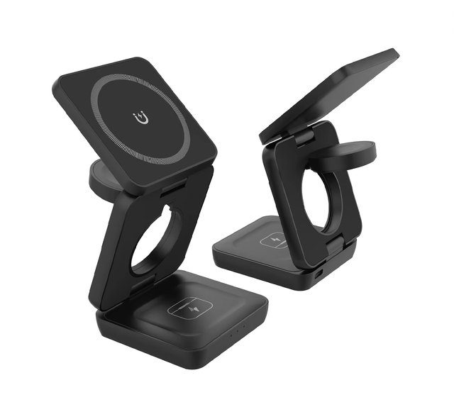 15W Fast 3 in 1 Foldable Magnetic Wireless Charger Stand for Mobile Phone Smart Watch Earbuds iPhone 17/16/15/14/13/12 Pro Max