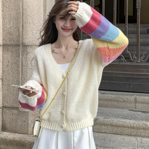 Nuovo Stile <span class=keywords><strong>Cardigan</strong></span> <span class=keywords><strong>Giallo</strong></span> Casual in Maglia, Dolce e Comodo, per Primavera Autunno, Maglione Oversize da <span class=keywords><strong>Donna</strong></span> Modello 10047 # - Product Image 5