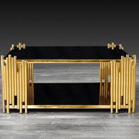 Ensemble de tables d'appoint modernes empilables et gigognes avec table basse carrée dorée pour la maison