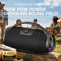Enceinte portable sans fil d'extérieur avec 4 haut-parleurs, double basses et aigus, Bluetooth 5.3, éclairage RGB et poignée de transport