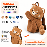 Sac à dos en peluche personnalisé brodé sur mesure par le fabricant, rembourré en coton PP, sac à dos en peluche personnalisé