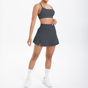 Ensemble décontracté jupe courte taille haute et débardeur sexy dos nu pour femme, idéal pour le tennis, le yoga, la course et le fitness, séchage rapide - Product Image 6