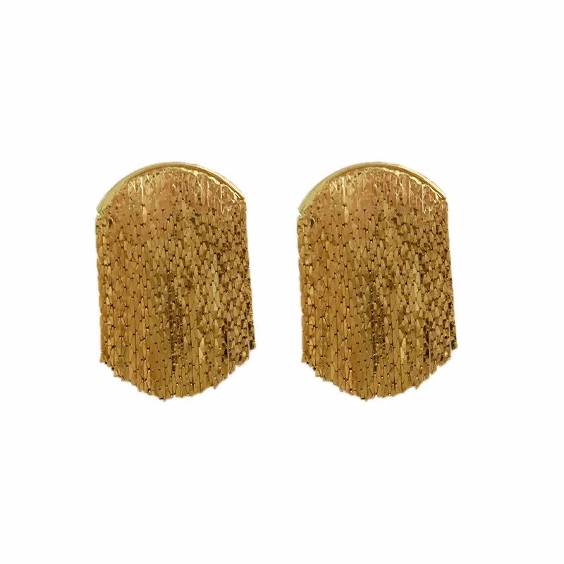 Hot Sale Long Tassel Gold Plated Punk Hip Hop Drop Earrings Jewelry For Women