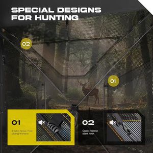 Tente de chasse portable 3-4 personnes, une chambre, en Oxford 150D, camouflage silencieux 360°, avec porte battante pour la chasse au canard - Product Image 6
