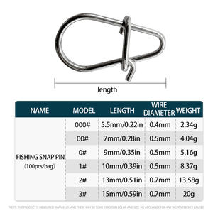 100 pièces en acier inoxydable pêche Snap Clip Double serrure manivelle appât rapide Snap Pin pêche crochet connecteur accessoires - Product Image 6