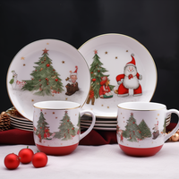 20pcs vente en gros de vaisselle occidentale exquise porcelaine rouge ensembles de vaisselle de noël