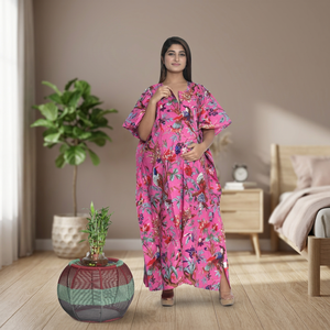 Kaftano <span class=keywords><strong>Premaman</strong></span> in Cotone Traspirante Stampato Kimono Vestaglia da Bagno Abito Estivo da Donna per Dormire e da Spiaggia - Product Image 3