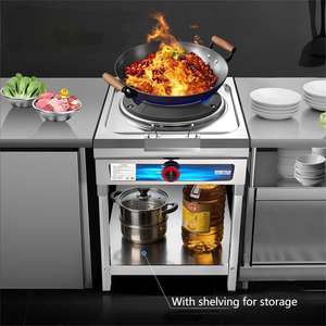 2026 nuevo diseño de alta presión comercial restaurante de acero inoxidable Lpg estufa de Gas estufa de un solo quemador Wok con estante - Product Image 2