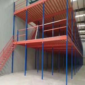 Paneles de tablero de piso entresuelo de acero Industrial de diseño libre Protección contra la corrosión Estante de almacén con metal ajustable para almacenamiento - Product Image 6