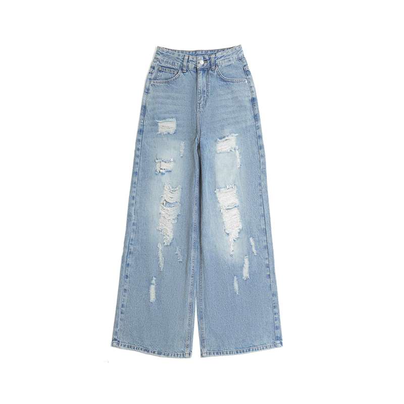 Light Blue Highwaist Loose Wide Leg